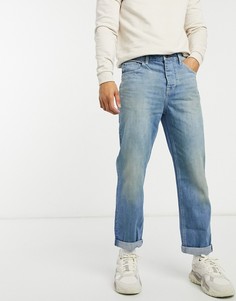 Укороченные джинсы прямого кроя с эффектом винтажной японской потертости с затемнениями ASOS DESIGN-Голубой