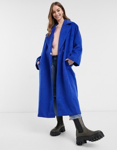 Свободное пальто кобальтового синего цвета ASOS DESIGN-Голубой