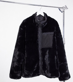 Черная байкерская куртка из искусственного меха ASOS DESIGN Plus-Черный