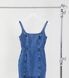 Синее джинсовое платье-сарафан с квадратным вырезом ASOS DESIGN Tall-Голубой