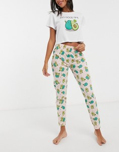 Пижамный комплект с брюками и принтом "Avo good time" Brave Soul-Мульти