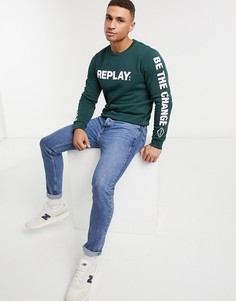 Зеленый свитшот с круглым вырезом Replay