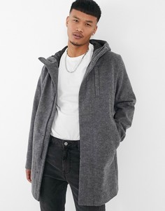 Серое пальто с капюшоном Jack & Jones Originals-Серый