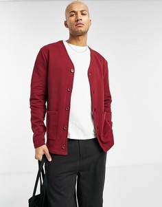 Темно-красный трикотажный кардиган ASOS DESIGN