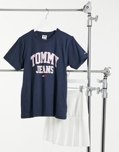 Темно-синяя футболка в университетском стиле с логотипом Tommy Jeans-Темно-синий