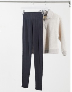 Леггинсы в рубчик темно-серого цвета с эффектом кислотной стирки ASOS DESIGN-Серый