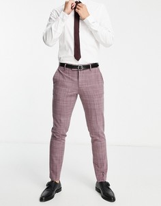 Бордовые зауженные брюки со штрихованным рисунком ASOS DESIGN wedding-Красный