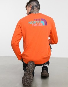 Оранжевый лонгслив с разноцветным логотипом The North Face Easy