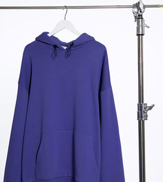 Синий худи в стиле oversized с пуговицами «моржовый клык» по низу ASOS DESIGN Plus-Голубой