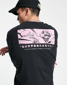 Черная oversized-футболка с принтом "Street Fighter" на груди и спине ASOS DESIGN-Черный