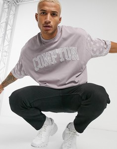 Oversize-футболка из органического хлопка с текстовым принтом ASOS DESIGN-Розовый