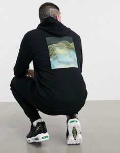 Черный худи свободного кроя с принтом на спине Jack & Jones Core