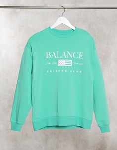 Зеленый свитшот в стиле oversized с принтом leisure club ASOS DESIGN