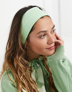 Зеленая широкая трикотажная повязка на голову ASOS DESIGN-Зеленый