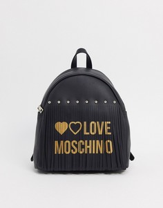 Черный рюкзак с логотипом и бахромой Love Moschino