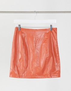 Мини-юбка из искусственной крокодиловой кожи выгоревшего оранжевого цвета от комплекта Heartbreak-Оранжевый