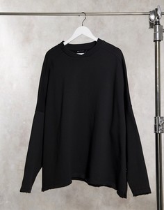 Свитшот в стиле oversized с высоким воротом и необработанным краем выбеленного черного цвета ASOS DESIGN-Черный
