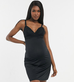Черная ночная сорочка для кормления в черном цвете Mamalicious Maternity-Черный Mama.Licious
