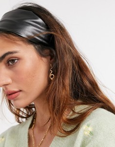 Широкая черная повязка на голову из искусственной кожи ASOS DESIGN-Черный