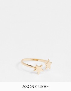 Золотистое кольцо с декоративными звездами ASOS DESIGN Curve-Золотистый
