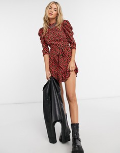 Красное платье мини с розами Topshop-Красный