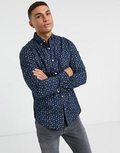 Рубашка с длинным рукавом с геометрическим принтом Original Penguin-Темно-синий