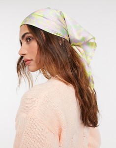 Платок на голову из полисатина с цветочным принтом ASOS DESIGN-Многоцветный