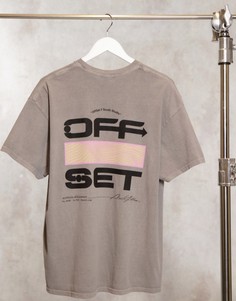 Футболка с принтом "off set" New Look-Серый