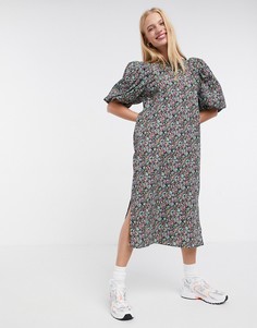 Платье миди с пышными рукавами с цветочным принтом Vero Moda-Многоцветный
