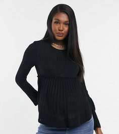 Черный вязаный топ с баской New Look Maternity