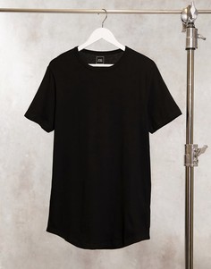Черная футболка с закругленным краем River Island-Черный