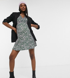 Чайное платье мини с цветочным принтом в зеленом и розовом тонах ASOS DESIGN Maternity-Зеленый