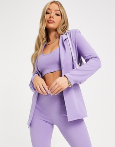 Трикотажный однобортный пиджак в сиреневом цвете ASOS DESIGN-Фиолетовый