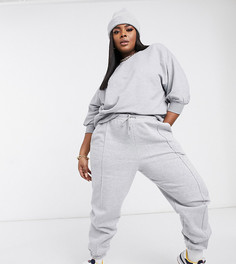 Серый меланжевый свитшот свободного кроя с широкими рукавами ASOS DESIGN Curve