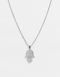 Ожерелье с подвеской в виде ладони-хамсы Aura by Calum Best-Серебряный