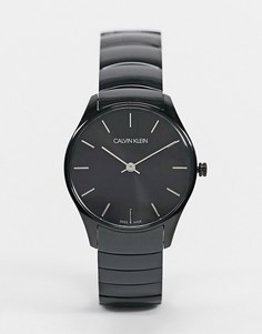 Часы с черным циферблатом и черным ремешком Calvin Klein-Черный