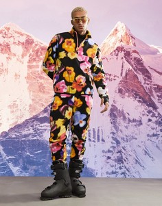 Флисовые джоггеры с цветочным принтом ASOS ski-Мульти