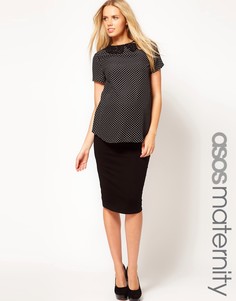 Трикотажная юбка-карандаш для беременных ASOS Maternity-Черный