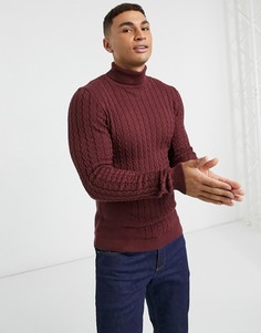Облегающий бордовый джемпер с высоким воротом ASOS DESIGN-Красный