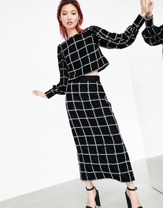Черный бархатный топ в клетку из бисера ASOS EDITION