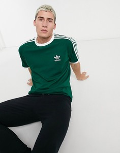 Зеленая футболка с 3 полосками adidas Originals-Зеленый