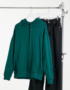 Oversized-худи бойфренда из органического хлопка темно-зеленого цвета ASOS DESIGN-Зеленый