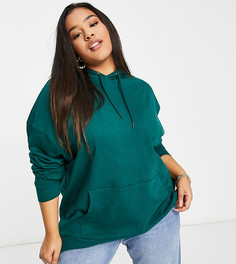 Oversized-худи бойфренда из органического хлопка темно-зеленого цвета ASOS DESIGN Curve-Зеленый