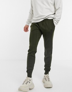 Трикотажные джоггеры цвета хаки в широкий рубчик ASOS DESIGN-Зеленый