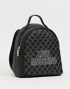 Черный стеганый рюкзак с контрастной строчкой Love Moschino