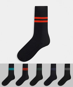 Набор из 5 пар спортивных носков с плюшевыми полосками ASOS DESIGN-Многоцветный