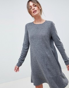 Тонкое трикотажное платье с оборкой ASOS DESIGN-Серый