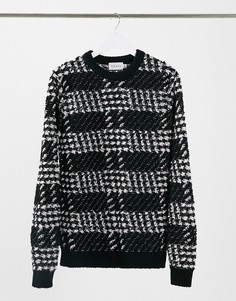Черный джемпер в однотонную клетку Topman
