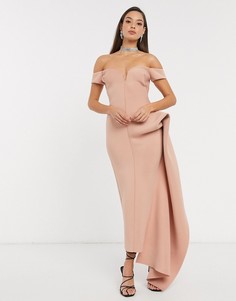 Розовое платье макси со спущенными плечами ASOS DESIGN-Розовый