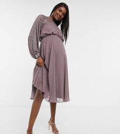 Платье миди с отделкой на кокетке ASOS DESIGN Maternity-Фиолетовый